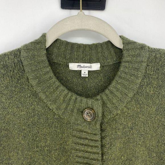 Madewell Colburne Cardigan Sweater Moth Olive Green #MA563 Size M Wool Blend - Picture 5 of 12